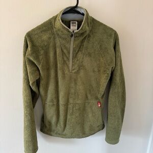 THE NORTH FACE Green Fleece Jacket Pullover 1/4 Zip Sherpa Soft Warm Women S